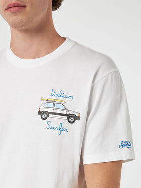 Man cotton t-shirt with Panda print and Italian surfer embroidery | PANDA SPECIAL EDITION - MC2 Saint Barth