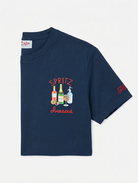 Camiseta bordada Spritz obsessed en azul 