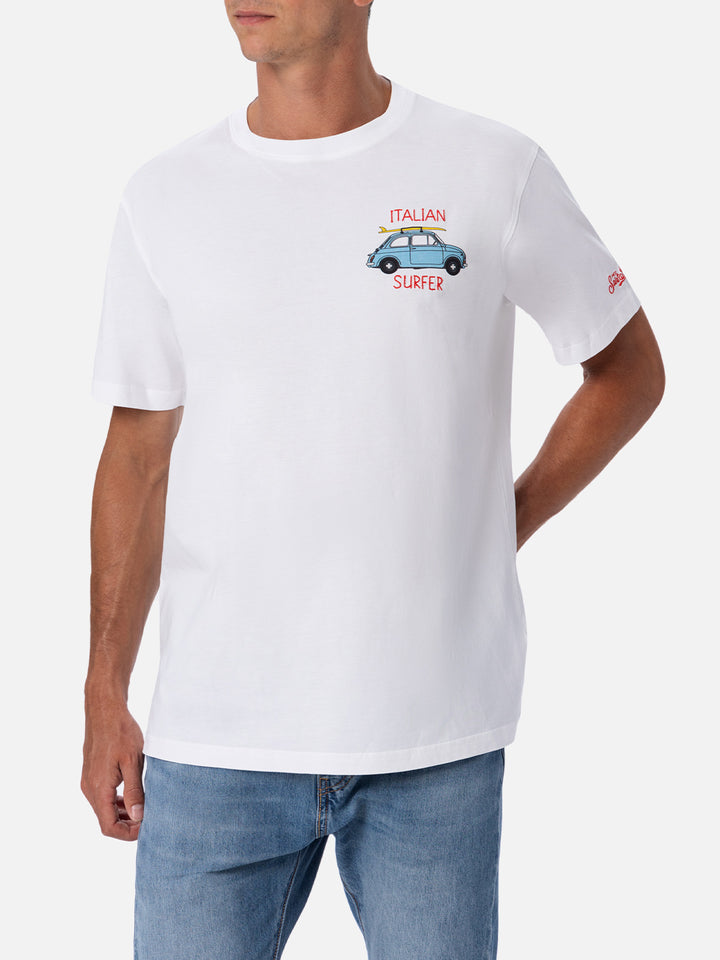 Man cotton t-shirt with Fiat 500 placed print and embroidery | FIAT 500 SPECIAL EDITION - MC2 Saint Barth