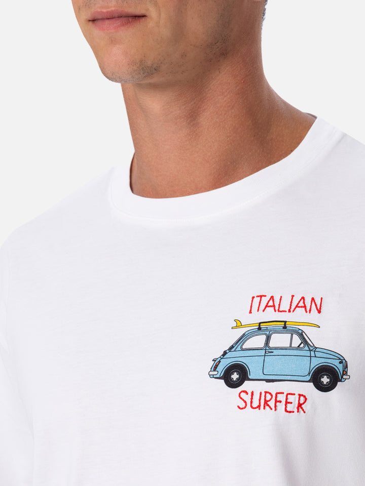 Man cotton t-shirt with Fiat 500 placed print and embroidery | FIAT 500 SPECIAL EDITION - MC2 Saint Barth