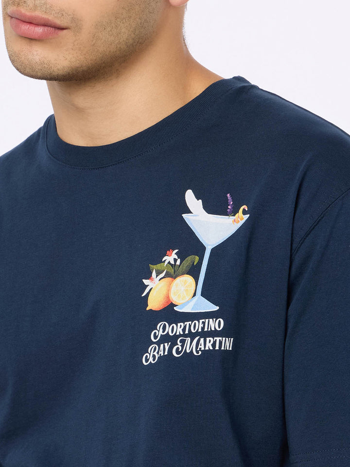 Man cotton t-shirt with Portofino Bay Martini placed print | PORTOFINO DRY GIN SPECIAL EDITION - MC2 Saint Barth