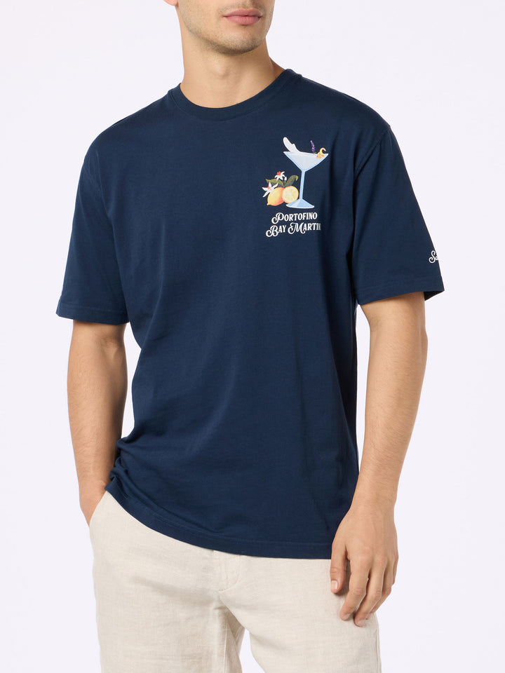 Man cotton t-shirt with Portofino Bay Martini placed print | PORTOFINO DRY GIN SPECIAL EDITION - MC2 Saint Barth