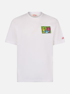 Man cotton t-shirt with Keith Haring design front and back print | KEITH HARING SPECIAL EDITION - MC2 Saint Barth