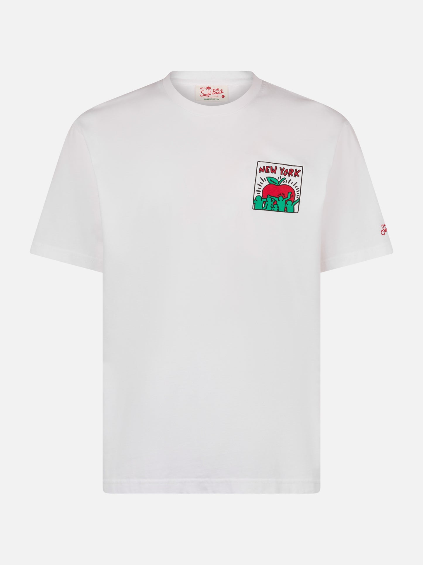 Man cotton t-shirt with Keith Haring design front and back print | KEITH HARING SPECIAL EDITION - MC2 Saint Barth