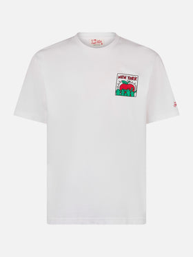 Man cotton t-shirt with Keith Haring design front and back print | KEITH HARING SPECIAL EDITION - MC2 Saint Barth