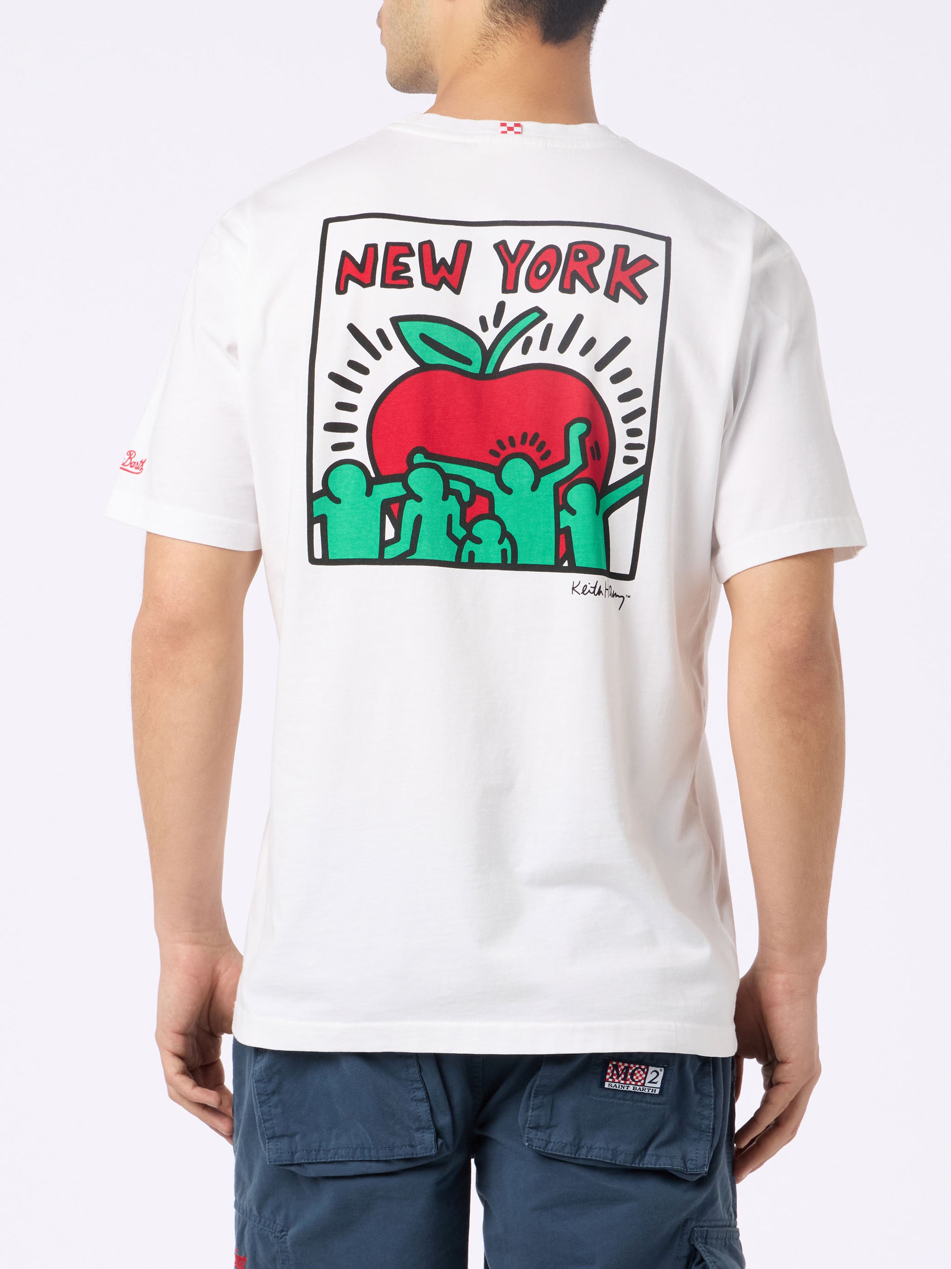 Man cotton t-shirt with Keith Haring design front and back print | KEITH HARING SPECIAL EDITION - MC2 Saint Barth