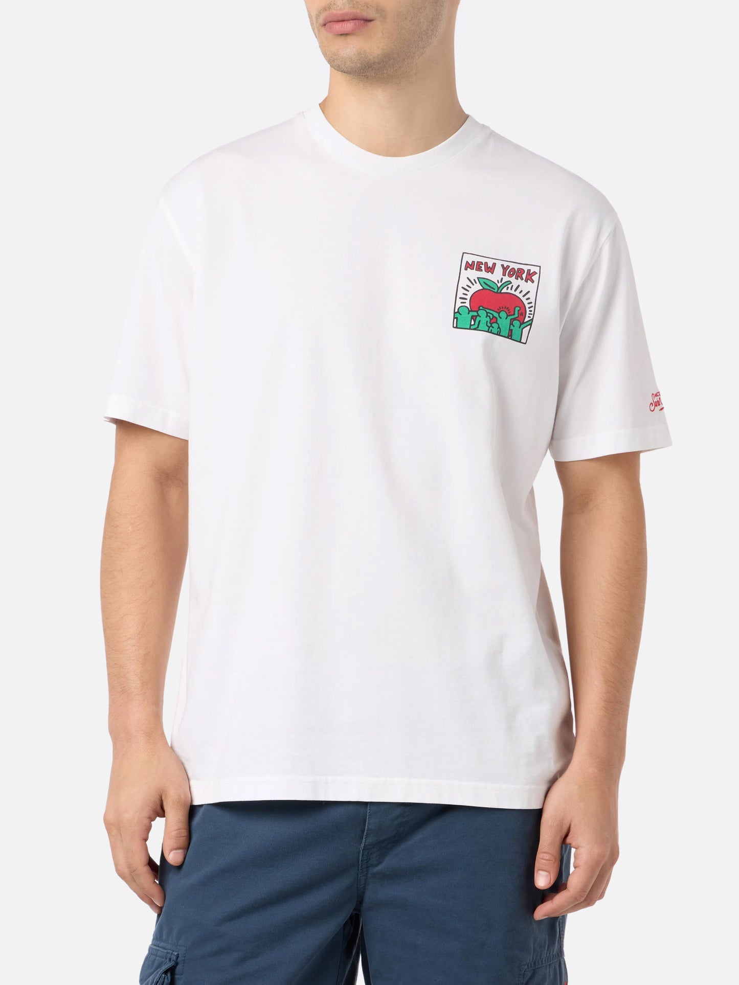 Baumwoll-T-Shirt für Herren mit Aufdruck im Keith-Haring-Design auf der Vorder- und Rückseite | KEITH HARING SONDERAUSGABE