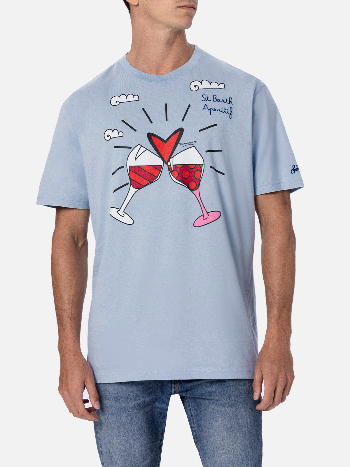 Man cotton t-shirt with Britto glasses print and embroidery | ©BRITTO SPECIAL EDITION - MC2 Saint Barth