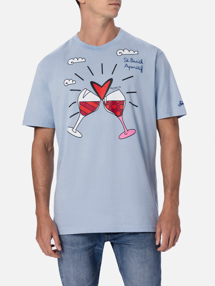 Man cotton t-shirt with Britto glasses print and embroidery | ©BRITTO SPECIAL EDITION - MC2 Saint Barth