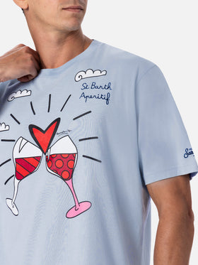 Man cotton t-shirt with Britto glasses print and embroidery | ©BRITTO SPECIAL EDITION - MC2 Saint Barth
