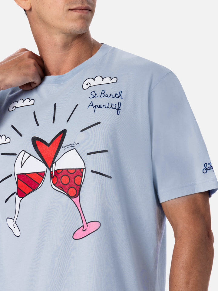 Man cotton t-shirt with Britto glasses print and embroidery | ©BRITTO SPECIAL EDITION - MC2 Saint Barth