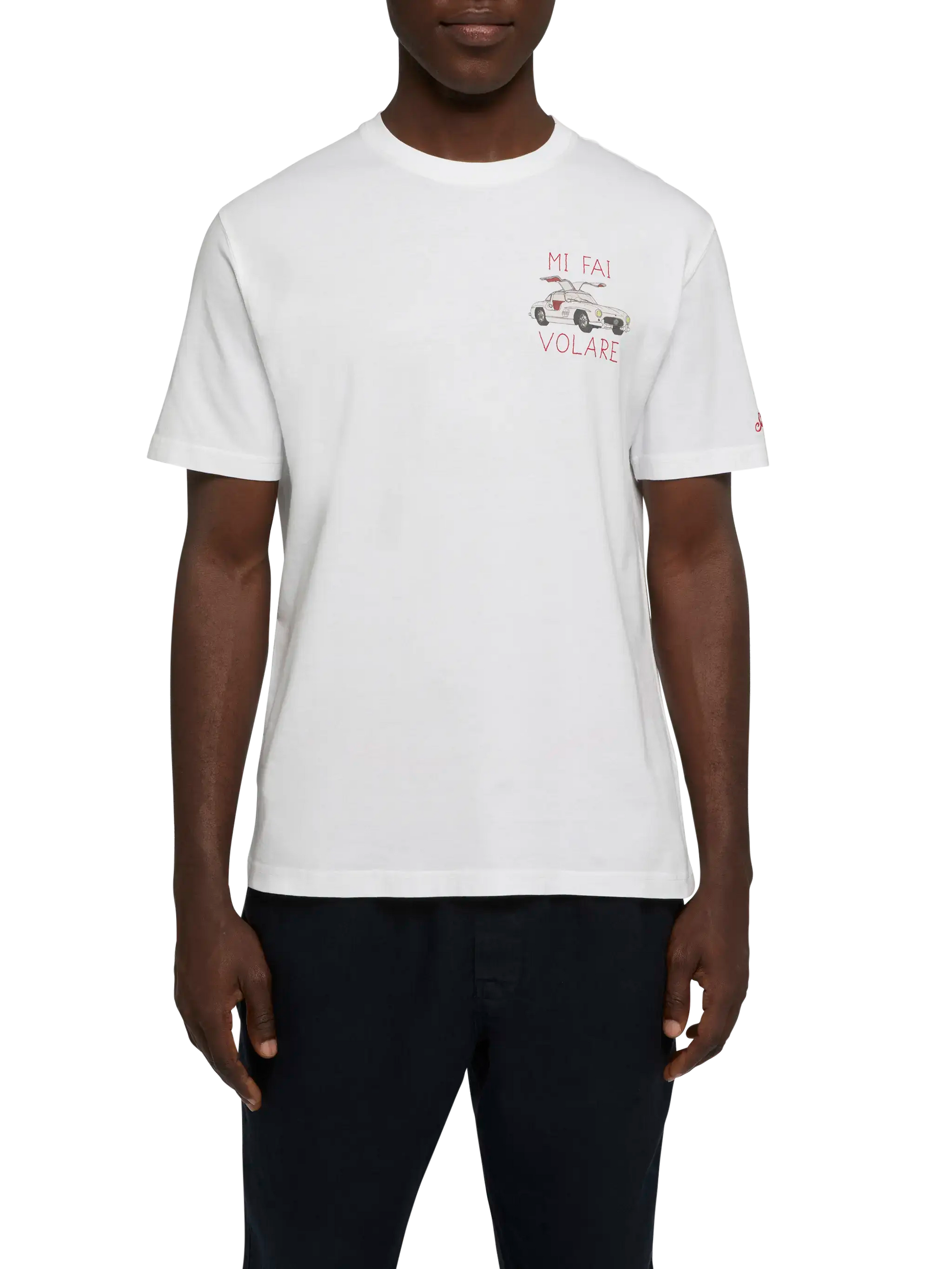 Cotton T-shirt with Mi fai volare embroidery - MC2 Saint Barth