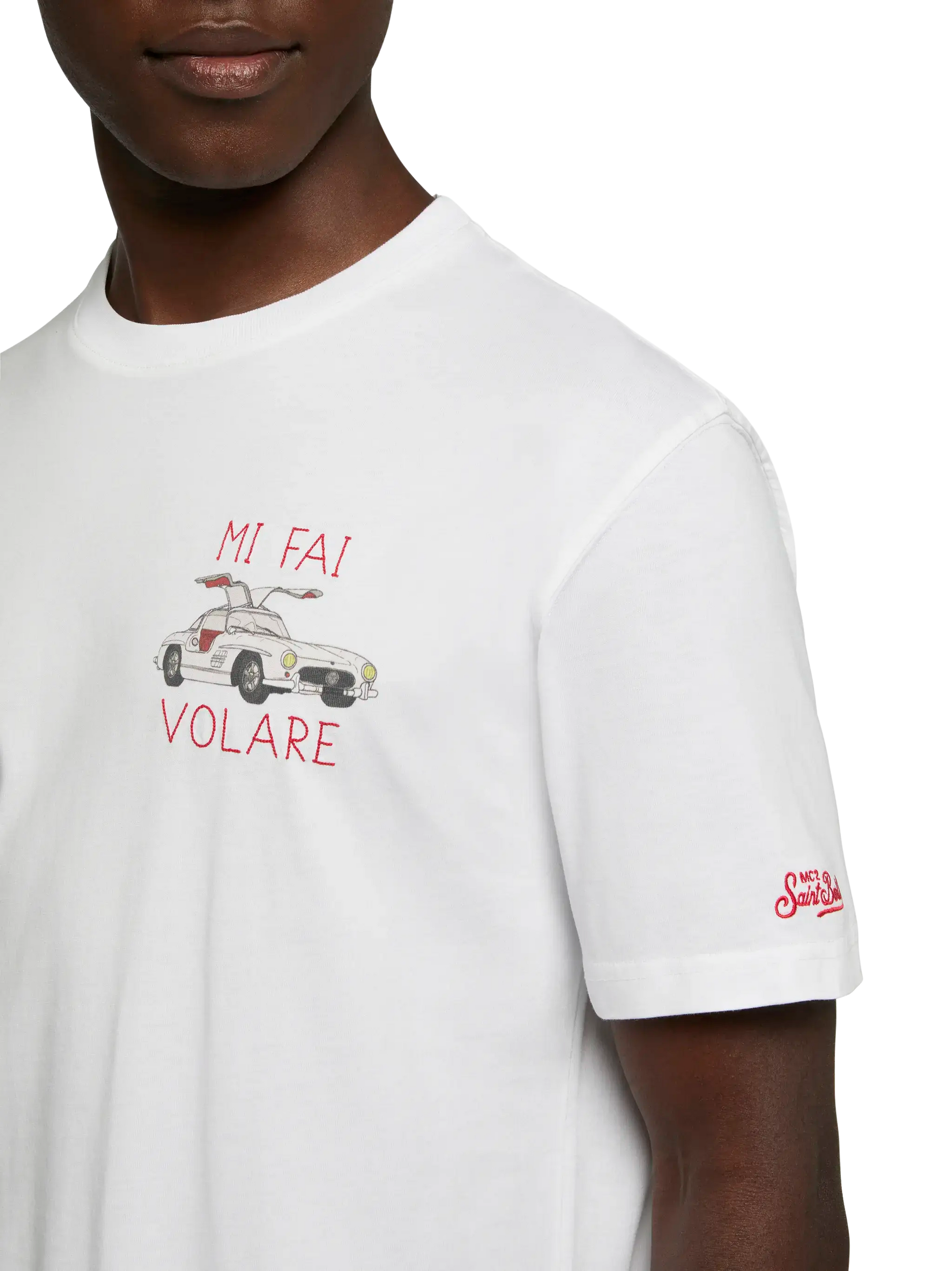Cotton T-shirt with Mi fai volare embroidery - MC2 Saint Barth
