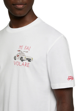 Cotton T-shirt with Mi fai volare embroidery - MC2 Saint Barth
