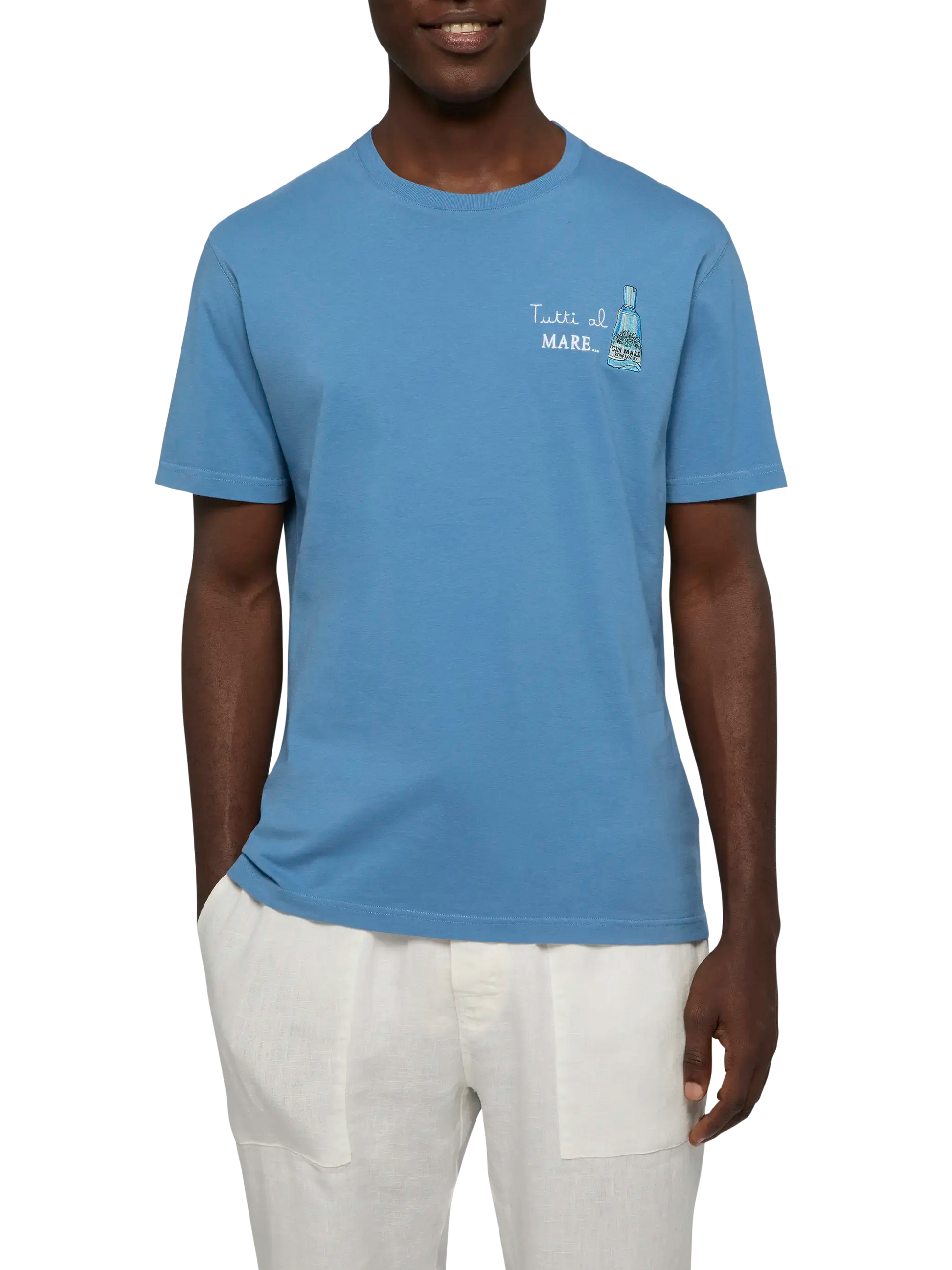 Cotton T-shirt with Tutti al Mare print and embroidery |GIN MARE SPECIAL EDITION - MC2 Saint Barth