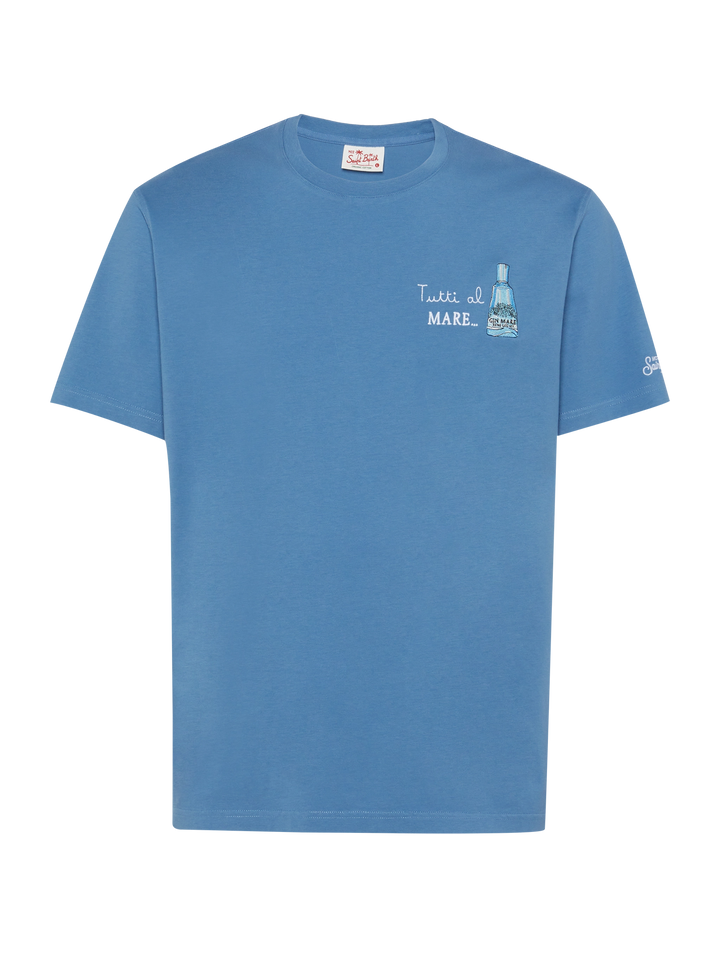 Cotton T-shirt with Tutti al Mare print and embroidery |GIN MARE SPECIAL EDITION - MC2 Saint Barth