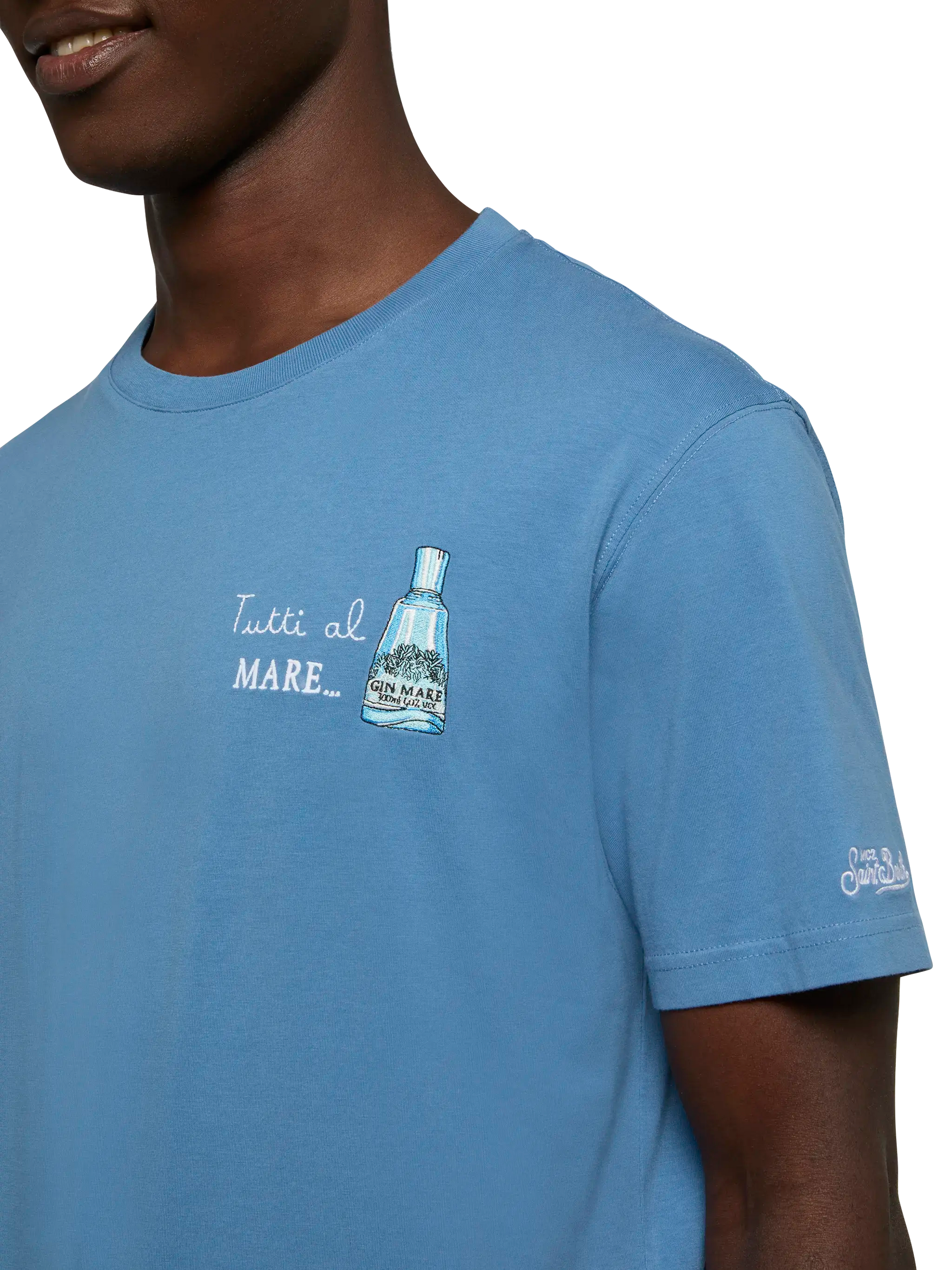 Cotton T-shirt with Tutti al Mare print and embroidery |GIN MARE SPECIAL EDITION - MC2 Saint Barth