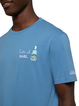 Cotton T-shirt with Tutti al Mare print and embroidery |GIN MARE SPECIAL EDITION - MC2 Saint Barth