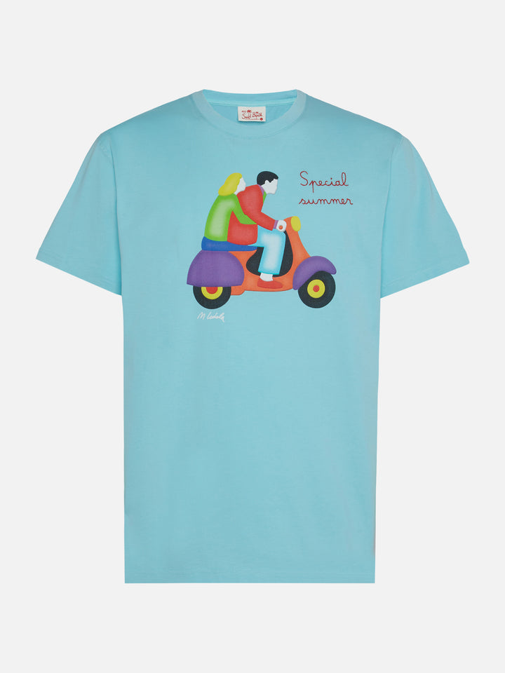 T-shirt Man in cotone con stampa scooter Lodola | MARCO LODOLA SPECIAL EDITION