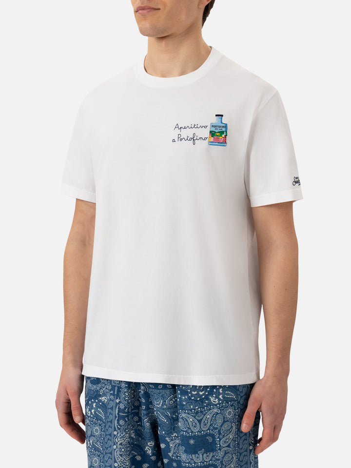 Cotton T-shirt with Aperitivo a Portofino embroidery | PORTOFINO DRY GIN SPECIAL EDITION - MC2 Saint Barth