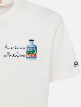 Cotton T-shirt with Aperitivo a Portofino embroidery | PORTOFINO DRY GIN SPECIAL EDITION - MC2 Saint Barth