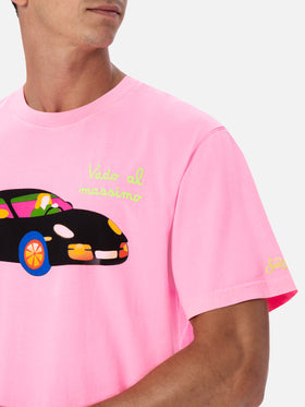 T-shirt da uomo in cotone con stampa piazzata e ricamo Lodola | MARCO LODOLA EDIZIONE SPECIALE