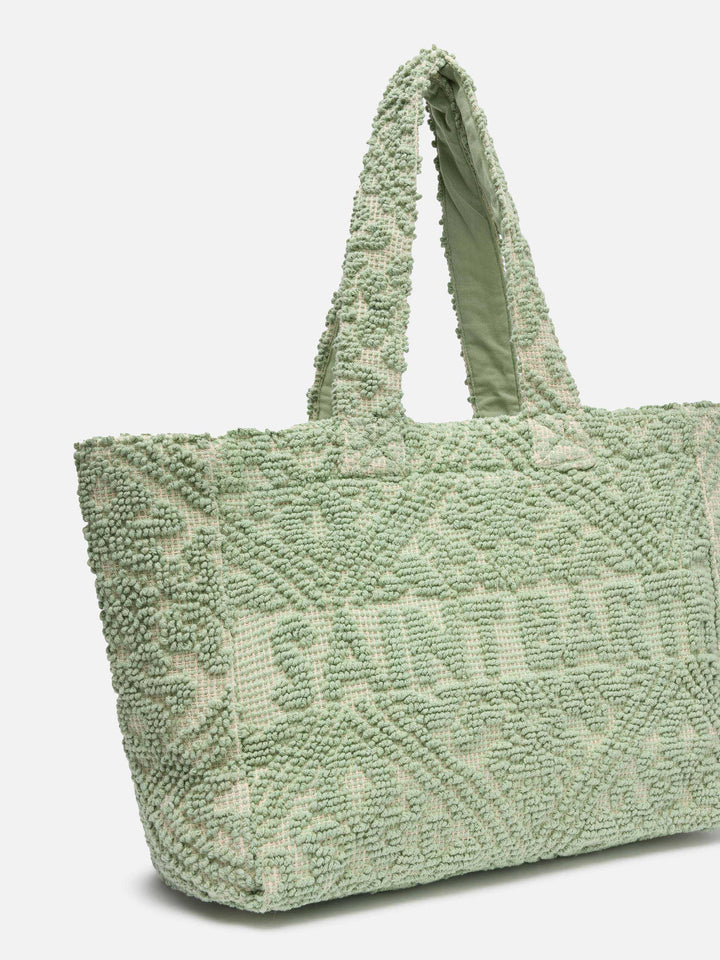 Sage green Tufting  cotton tote bag