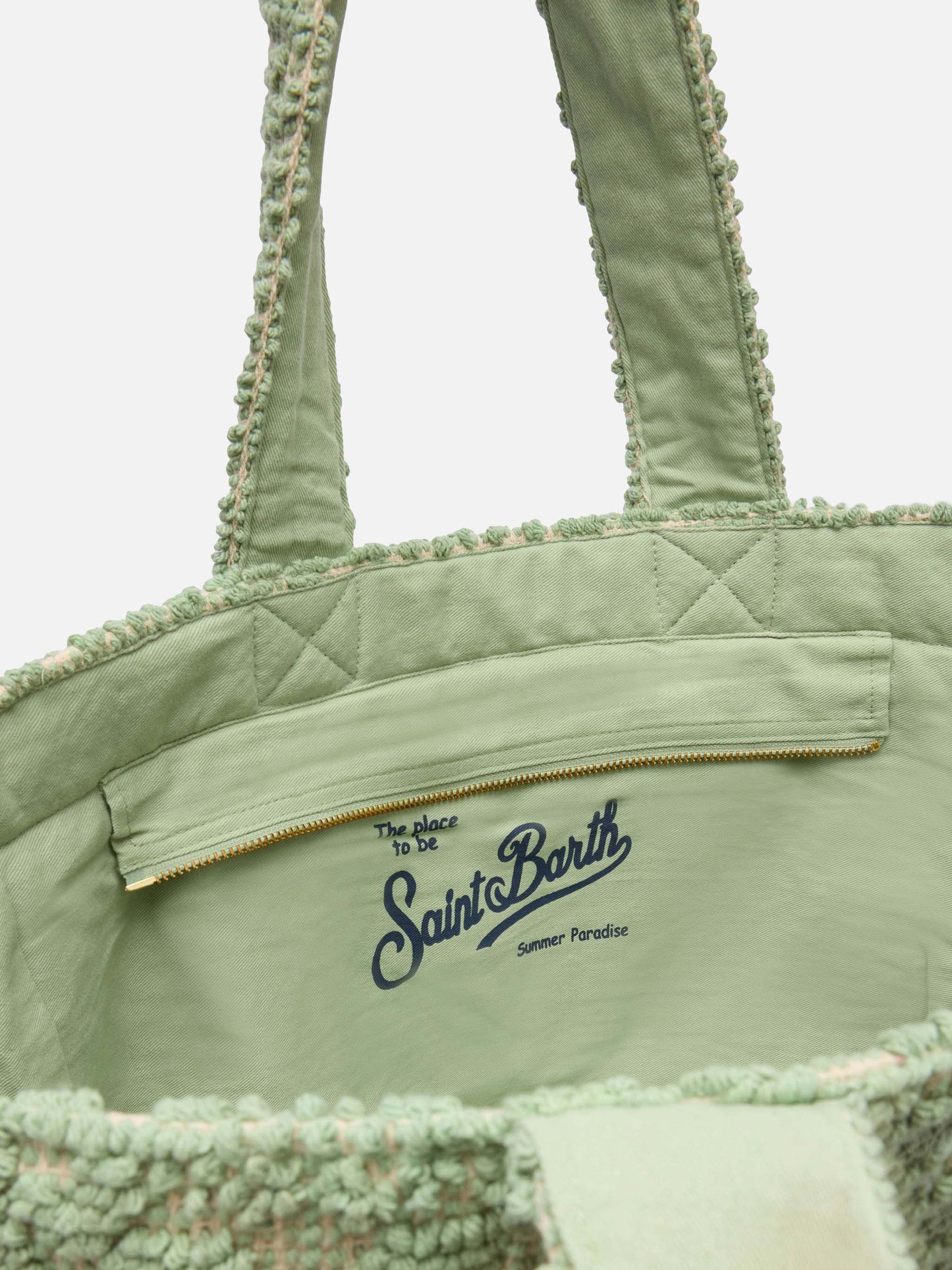 Sage green Tufting  cotton tote bag