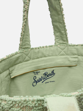 Sage green Tufting  cotton tote bag