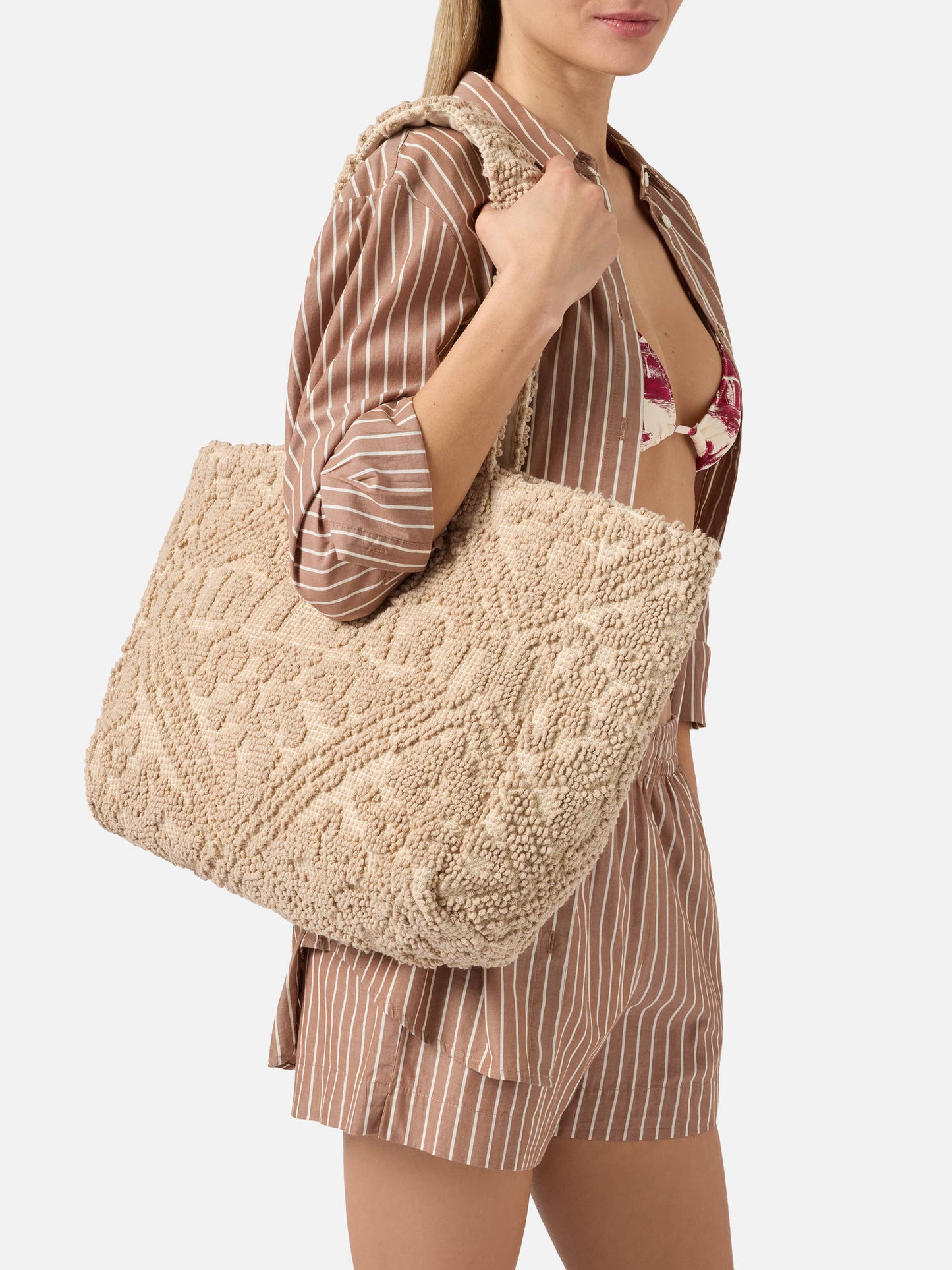 Bolso de tufting de algodón con bordado en relieve 
