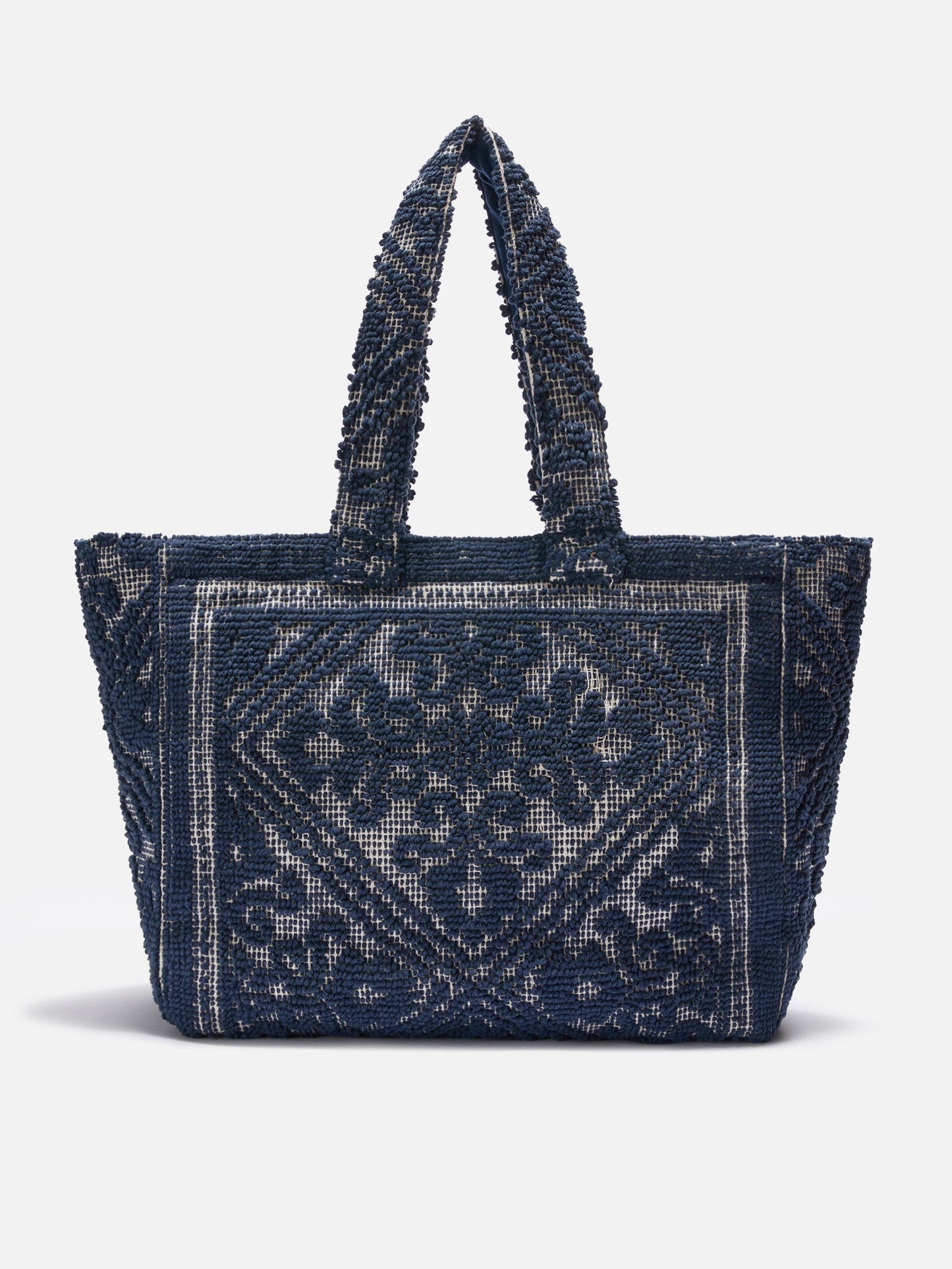 Navy blue Tufting  cotton tote bag