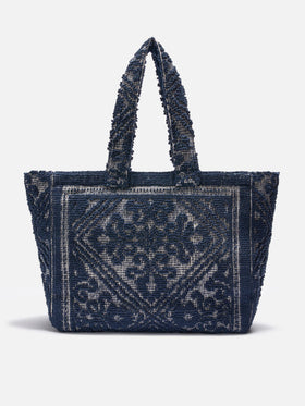 Navy blue Tufting  cotton tote bag