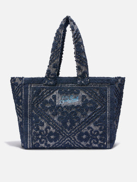 Navy blue Tufting  cotton tote bag