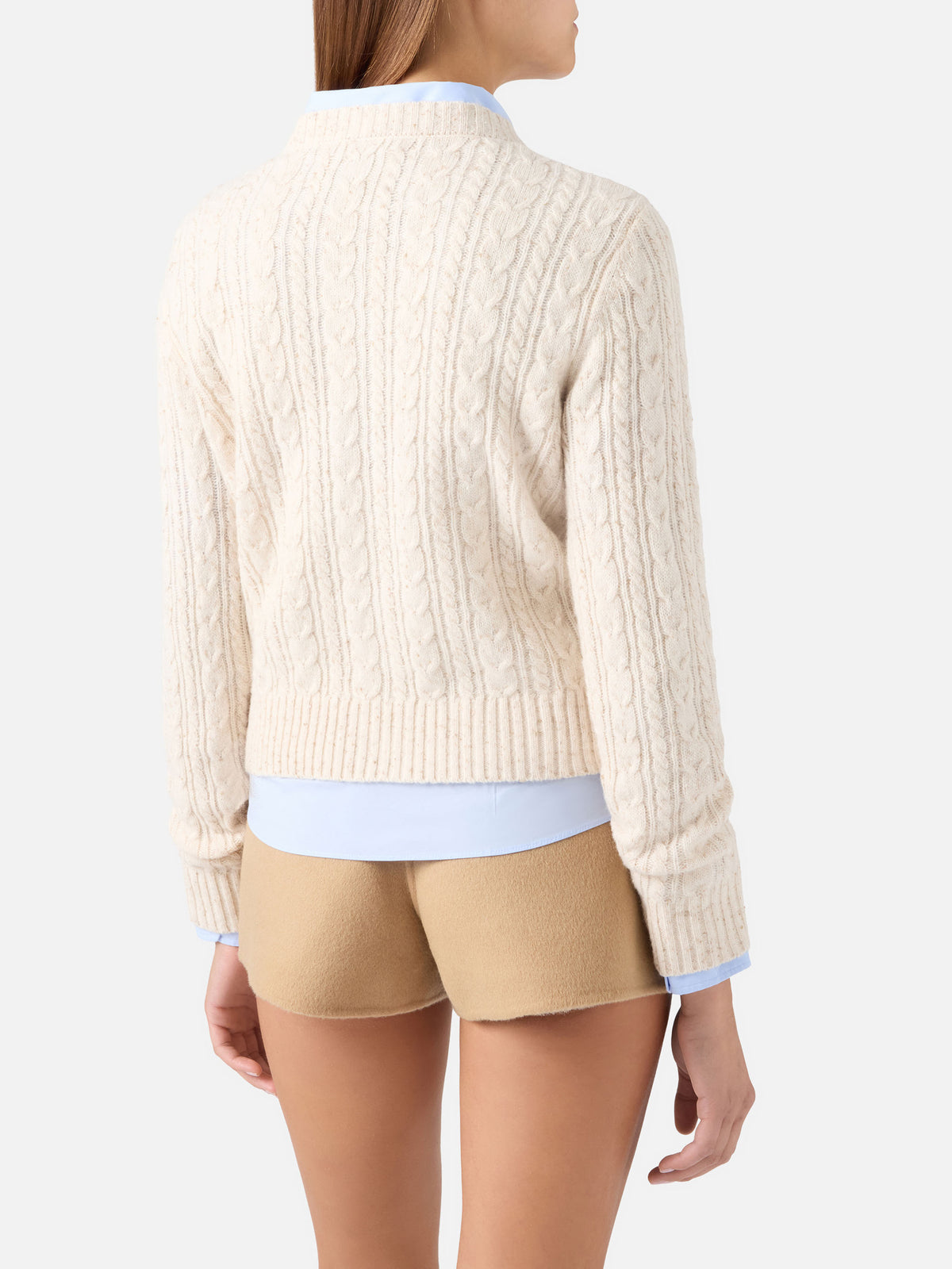 Cardigan Grain Ursule aus Donegal-Wollmischung mit Zopfmuster 