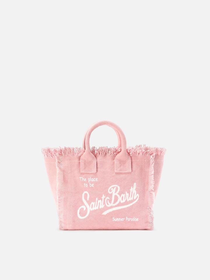 Pink solid color canvas Vanity mini bag
