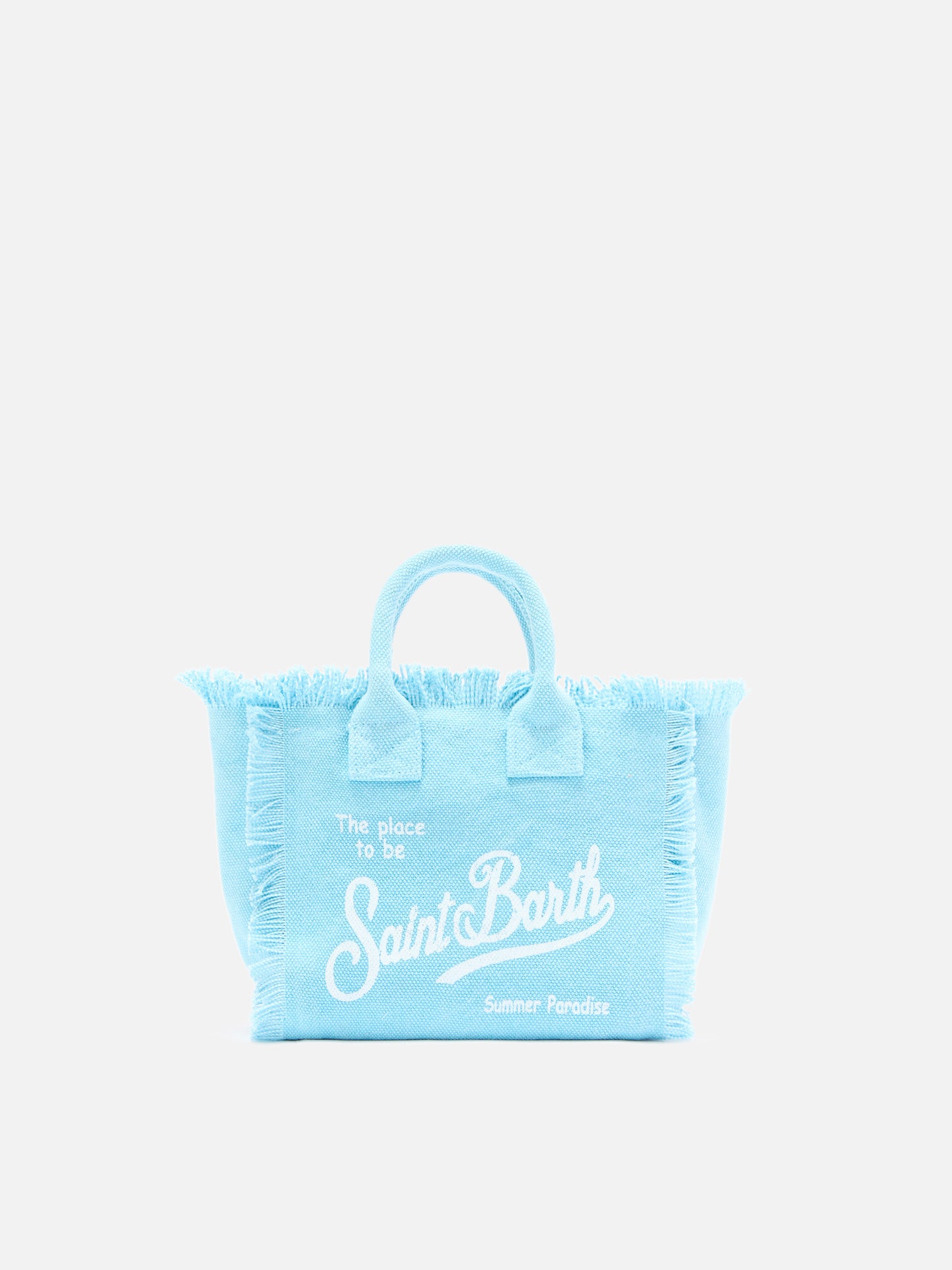 Mini vanity bag en toile unie bleu clair 