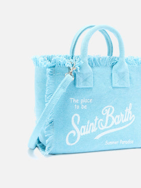 Mini vanity bag en toile unie bleu clair 