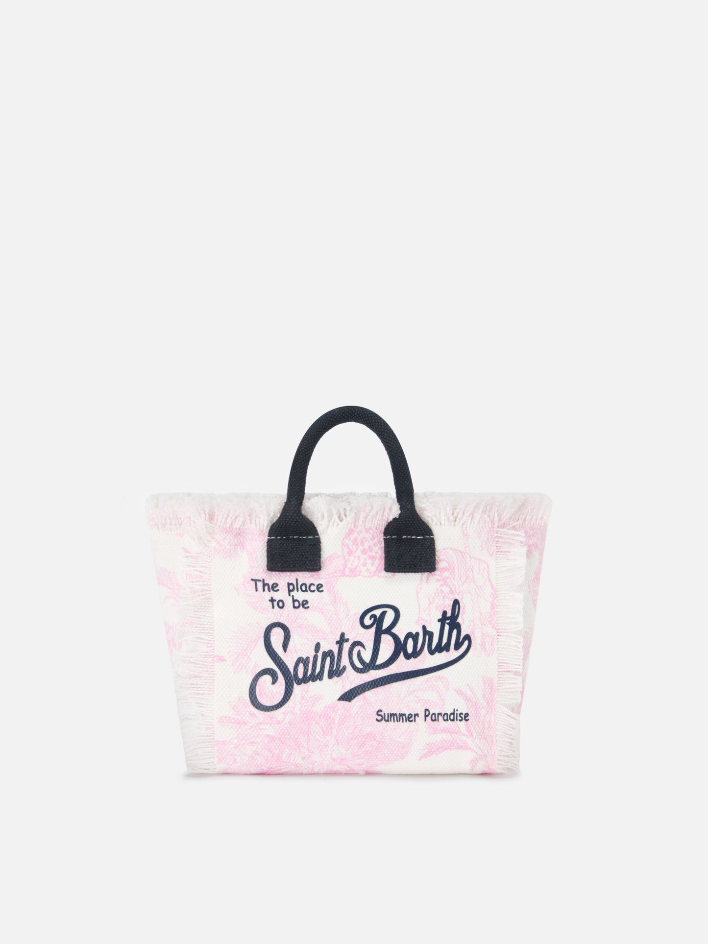 Borsa Vanity mini in canvas con stampa toile de Jouy rosa