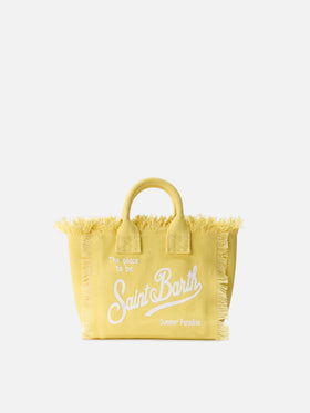 Light yellow solid color canvas Vanity mini bag