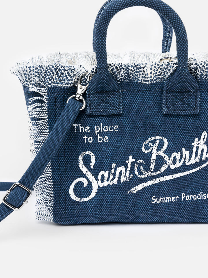 Borsa Mini Vanity in tela di cotone indaco