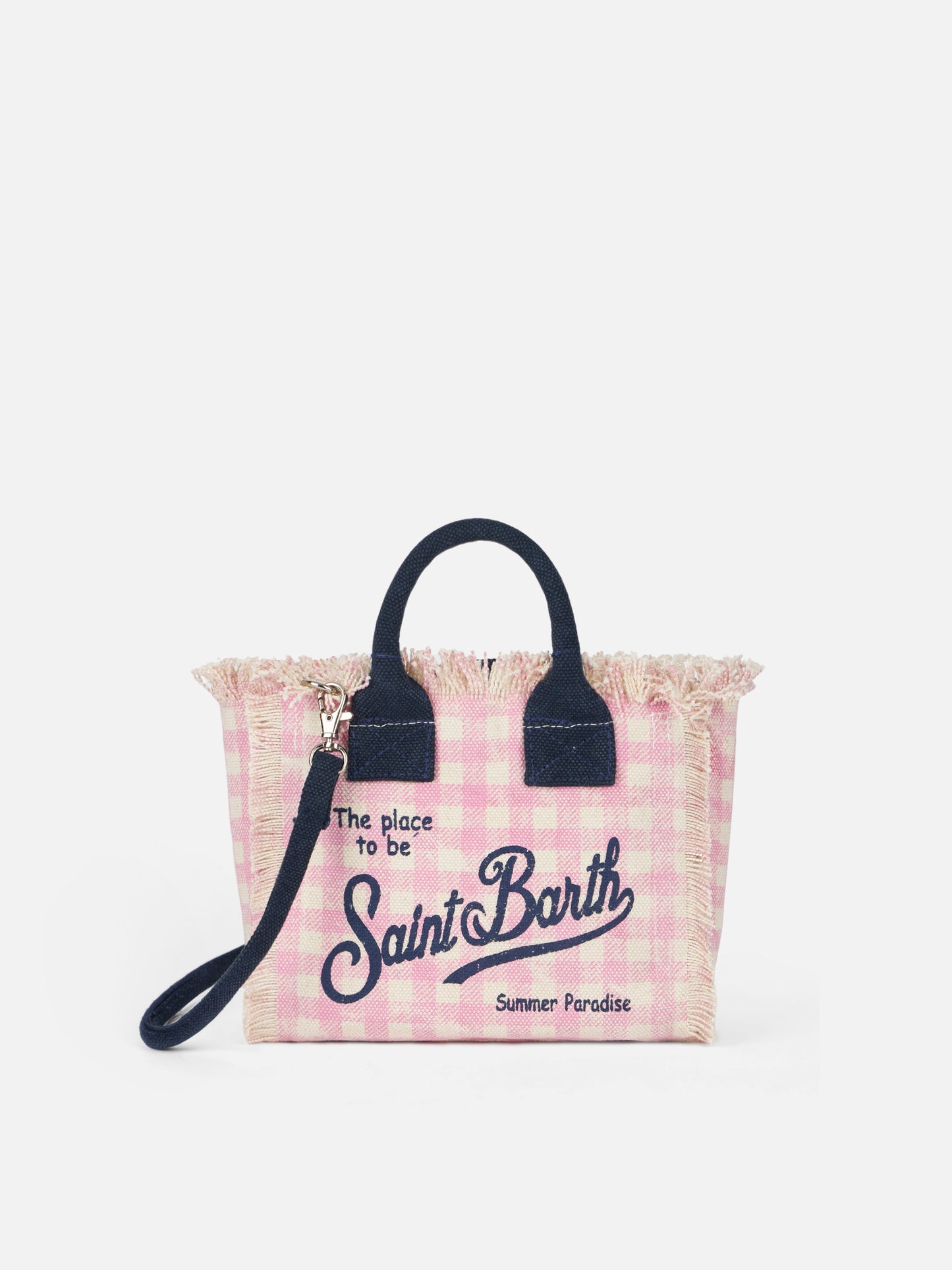 Borsa Mini Vanity in tela di cotone quadretti