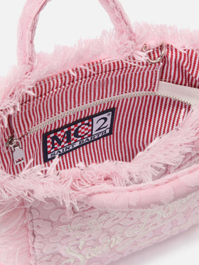 Terry effect Vanity mini bag with raised leopard pattern