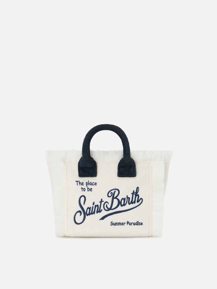 White terry effect Vanity mini bag with embroidered logo