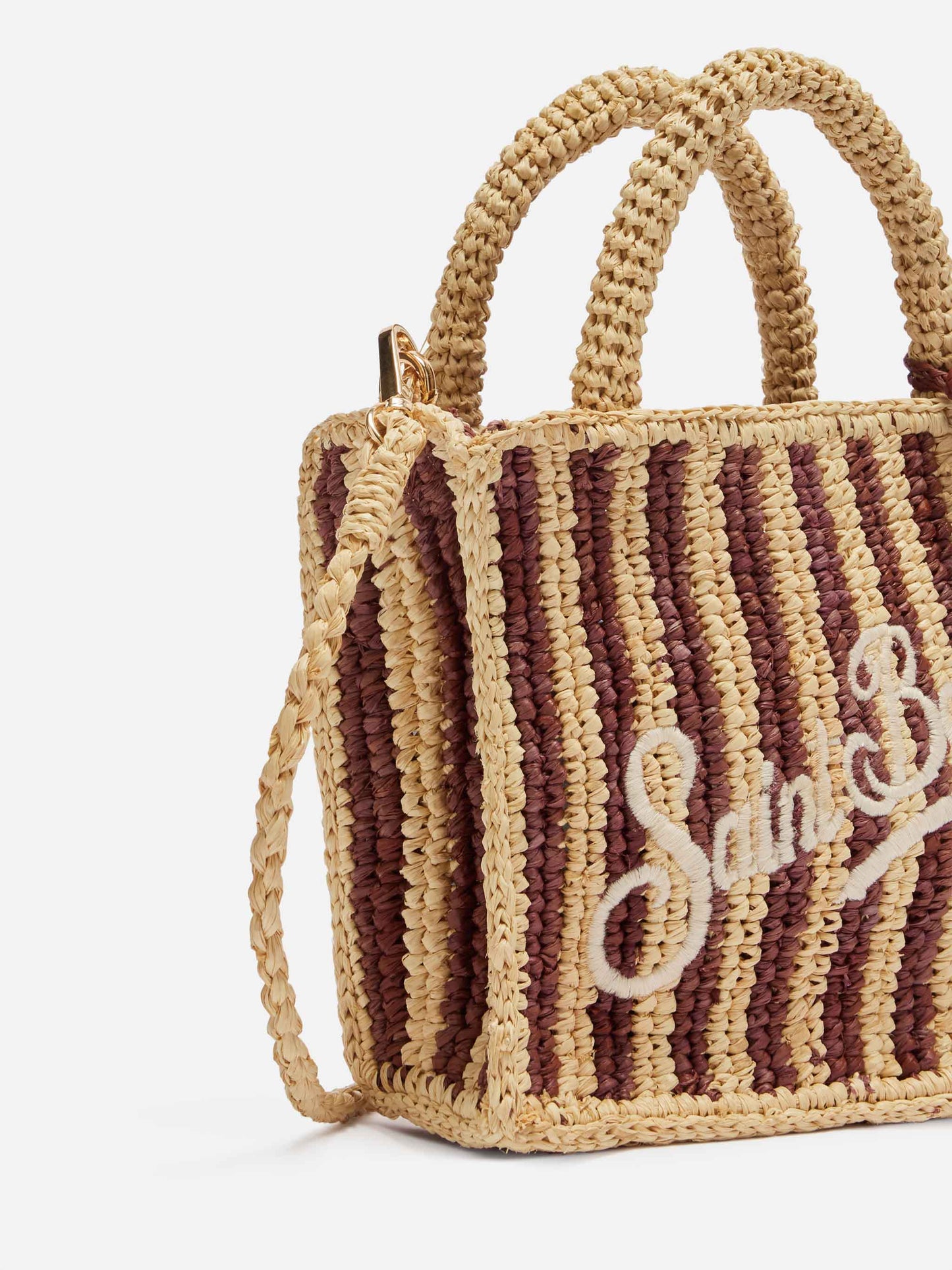 Mini Vanity Raffia bag with striped print - MC2 Saint Barth