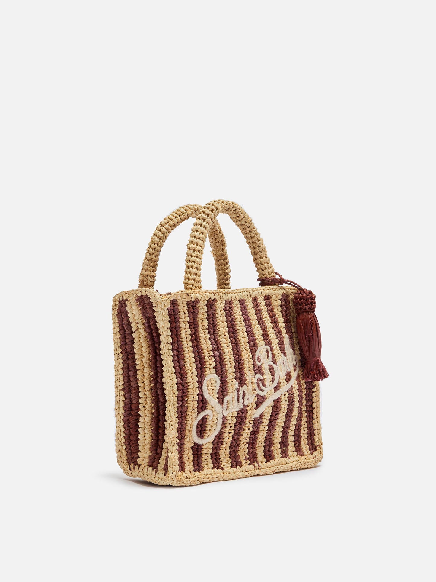 Mini Vanity Raffia bag with striped print - MC2 Saint Barth