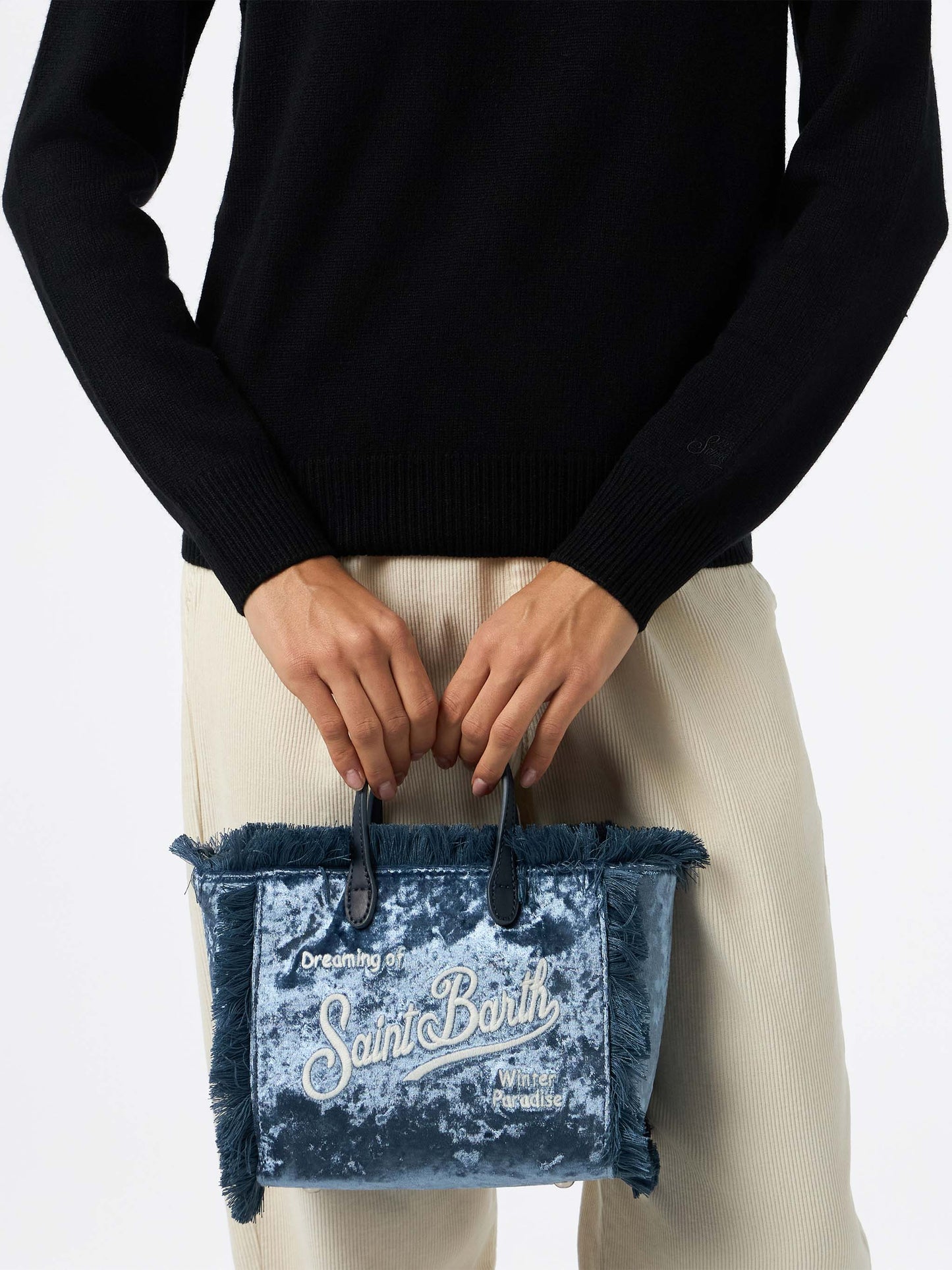 Mini Vanity light blue chenille handbag - MC2 Saint Barth
