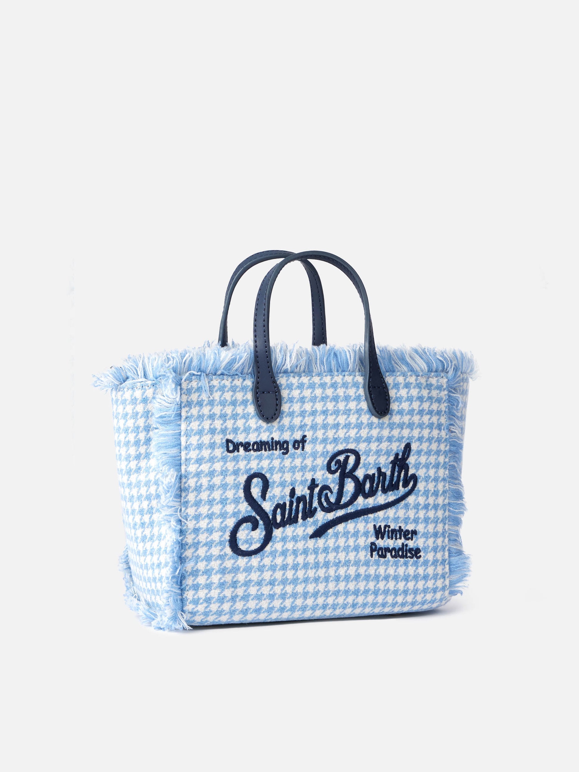 Mini Vanity wooly handbag with shiny pied de poule pattern - MC2 Saint Barth