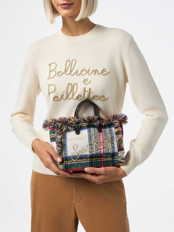 Mini Vanity wooly handbag with tartan pattern - MC2 Saint Barth