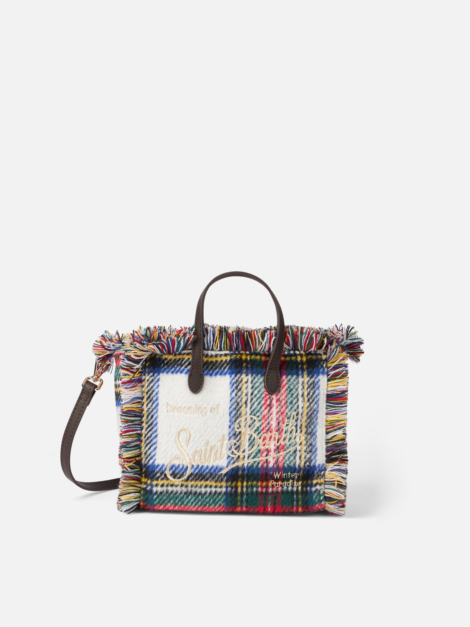 Mini Vanity wooly handbag with tartan pattern - MC2 Saint Barth