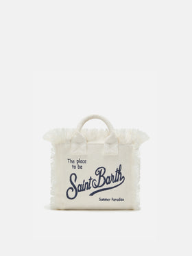 White solid color linen Vanity mini bag with removable strap